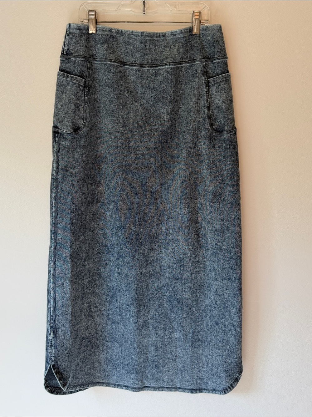Snoga Acid Washed Blue Stretch Denim Long Column Jean Skirt size Medium Cottage - Picture 8 of 16